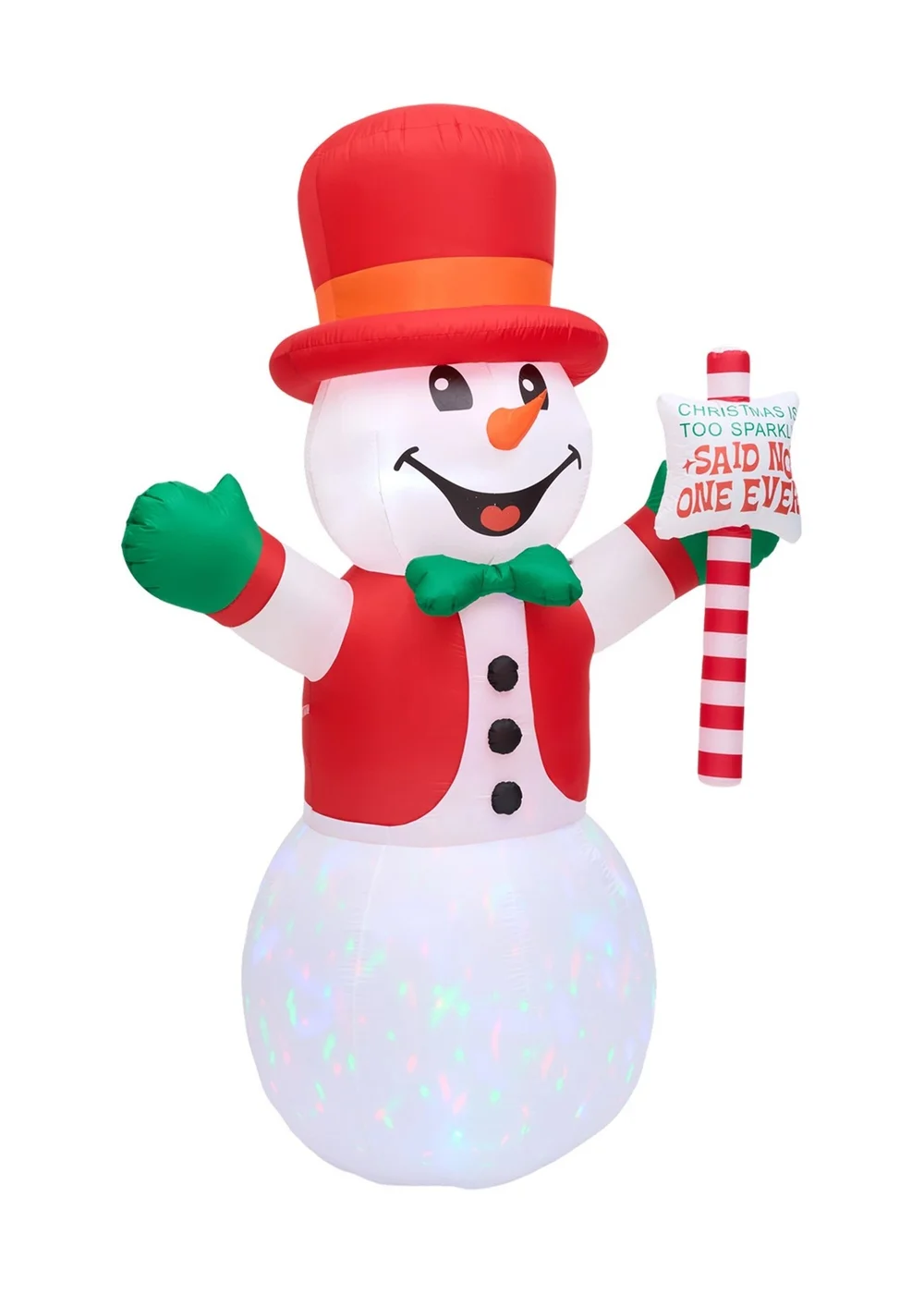 Lifeideas White Christmas Inflatable Snowman with Dazzling Rotating LED Lights 2.45M - One Size Image 1