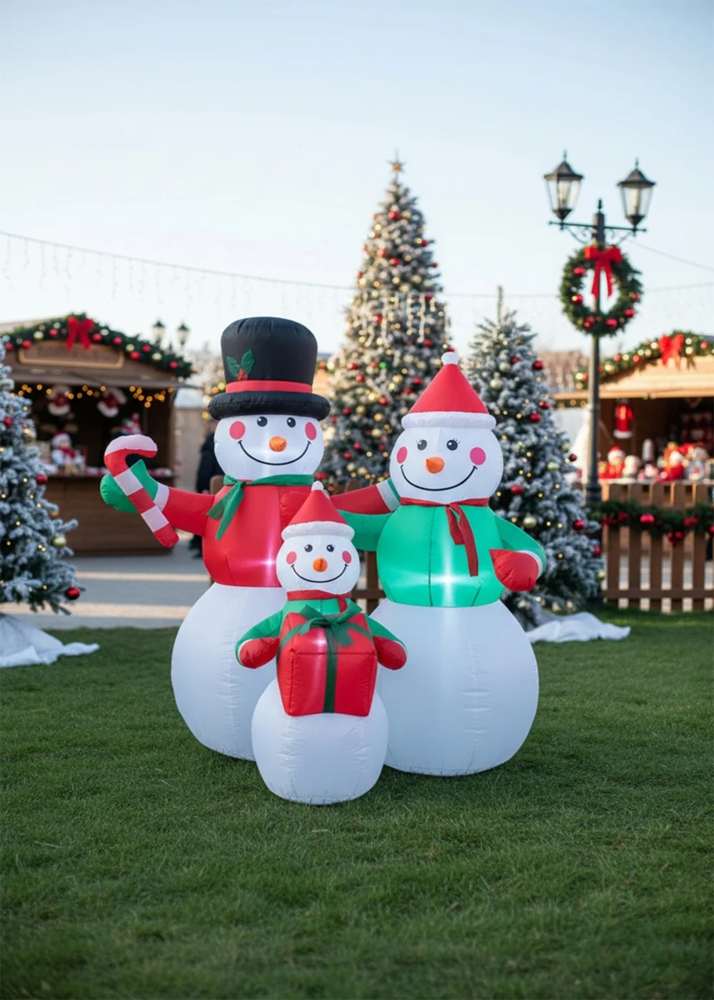 Lifeideas Multicoloured Christmas Inflatable Snowman Family Decorations with LED Lights 6ft - One Size Image 1