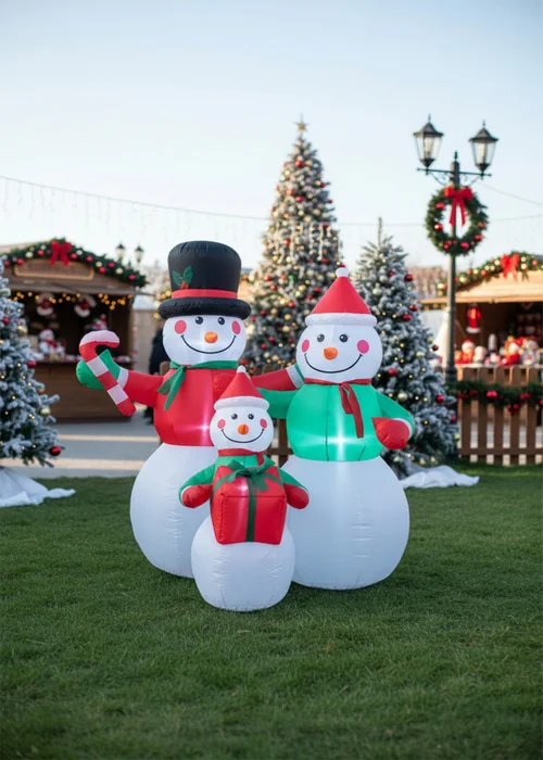 Lifeideas Multicoloured Christmas Inflatable Snowman Family Decorations with LED Lights 6ft - One Size Image 1