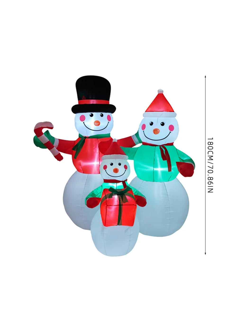 Lifeideas Multicoloured Christmas Inflatable Snowman Family Decorations with LED Lights 6ft - One Size Image 2