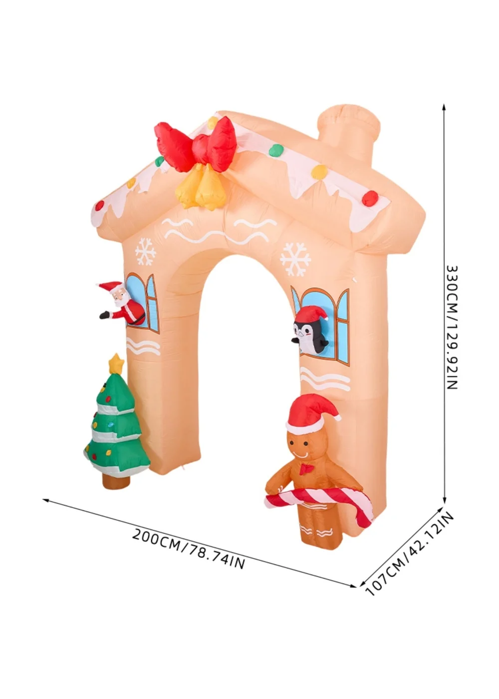 Lifeideas Brown Christmas Inflatable Gingerbread House Arch 3.3M - One Size Image 2