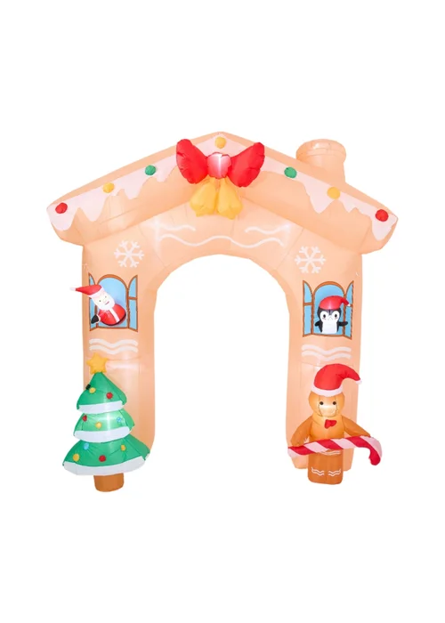 Lifeideas Brown Christmas Inflatable Gingerbread House Arch 3.3M - One Size Image 1