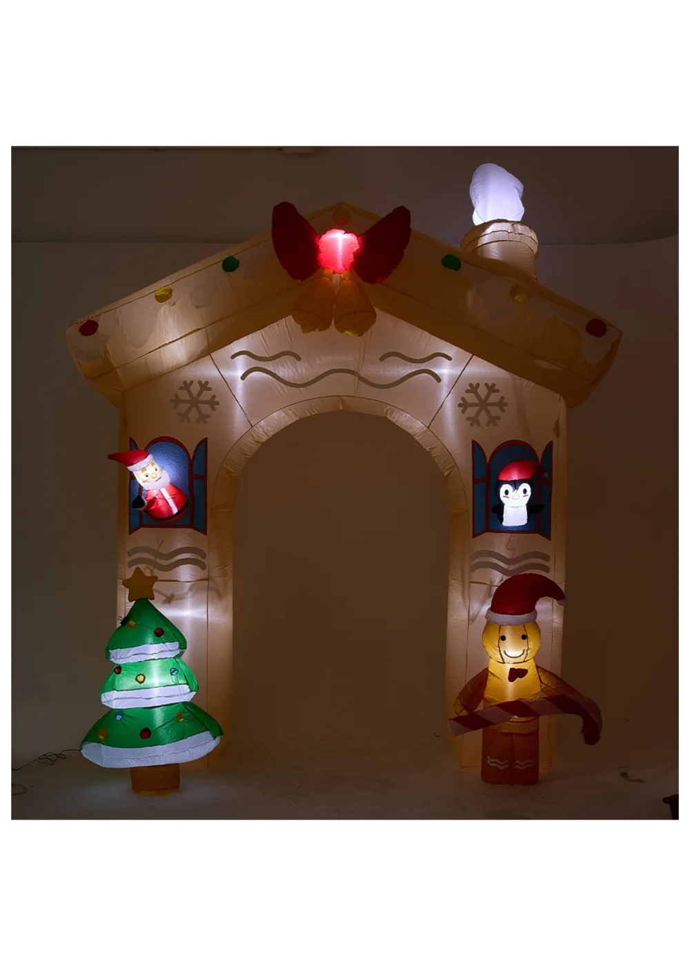 Lifeideas Brown Christmas Inflatable Gingerbread House Arch 3.3M - One Size Image 3