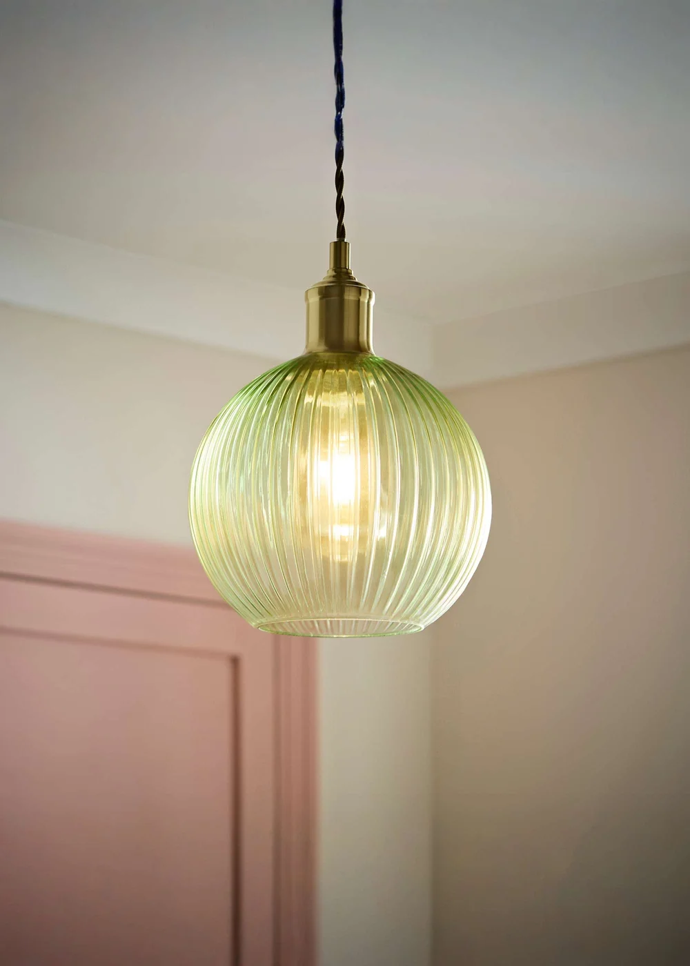 ValueLights Maddison Green Ribbed Glass Easy Fit Shade - One Size Image 2