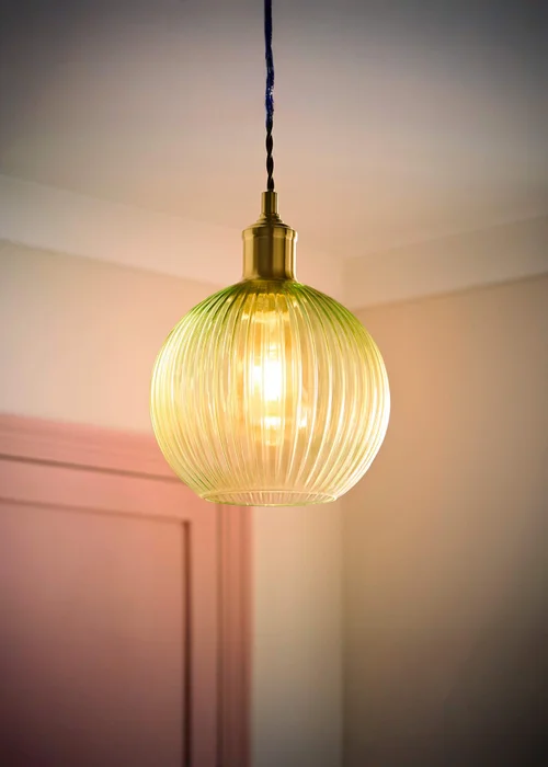 ValueLights Maddison Green Ribbed Glass Easy Fit Shade - One Size Image 1