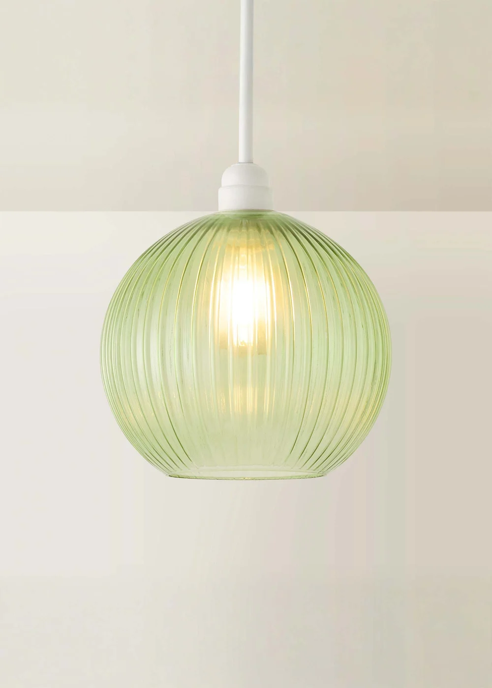 ValueLights Maddison Green Ribbed Glass Easy Fit Shade - One Size Image 3