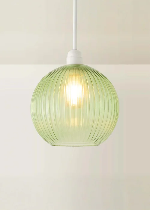 ValueLights Maddison Green Ribbed Glass Easy Fit Shade - One Size Image 3