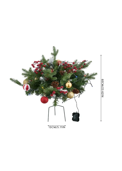 Lifeideas Green 2pcs Artificial Christmas Planter Bushes Decorations - One Size Image 3