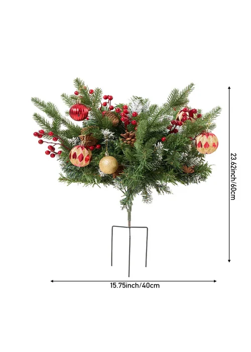 Lifeideas Green 2pcs Artificial Christmas Planter Bushes Decorations - One Size Image 3