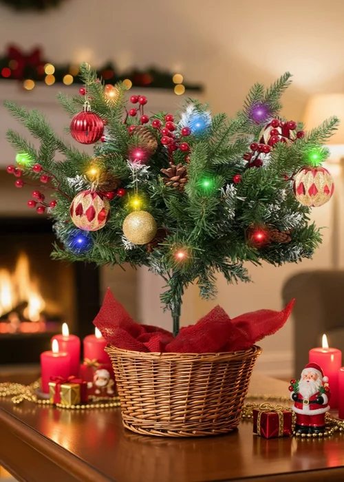 Lifeideas Green 2pcs Artificial Christmas Planter Bushes Decorations - One Size Image 2