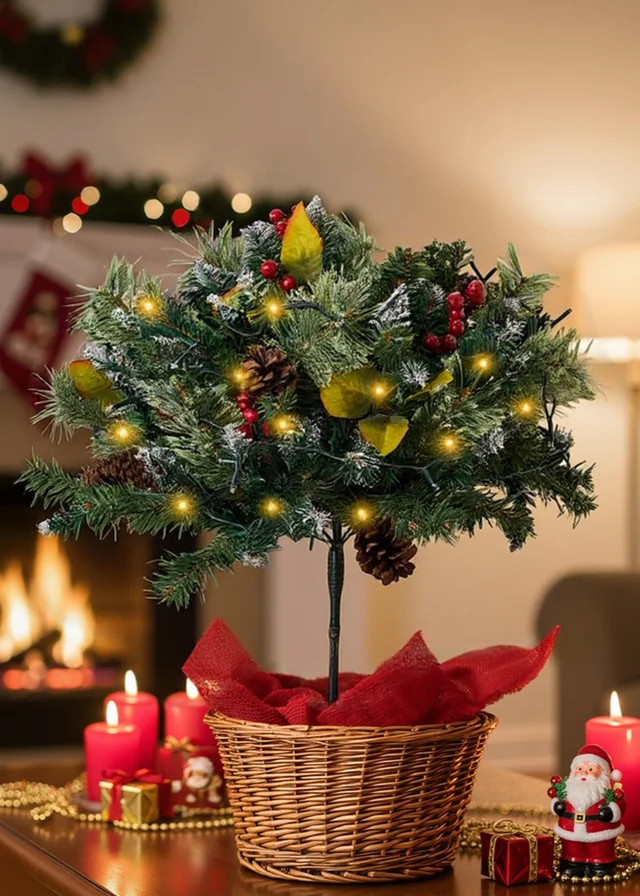Lifeideas Green Artificial Christmas Planter Bushes Decoration