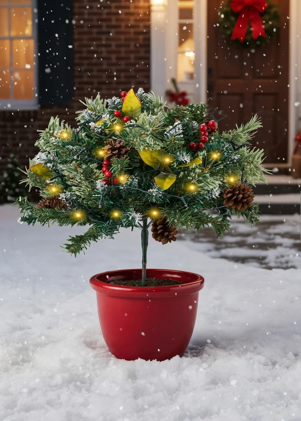 Lifeideas Green Artificial Christmas Planter Bushes Decoration - One Size Image 6