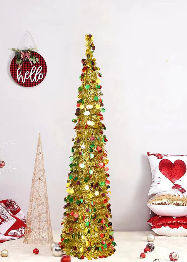 Lifeideas Collapsible Tinsel Christmas Tree 150cm