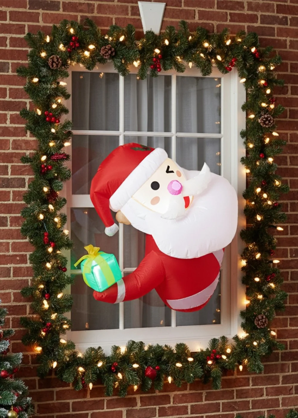 Lifeideas Red 1m Christmas Santa Claus Inflatable Outdoor Decorations with LED Lights - One Size Image 1