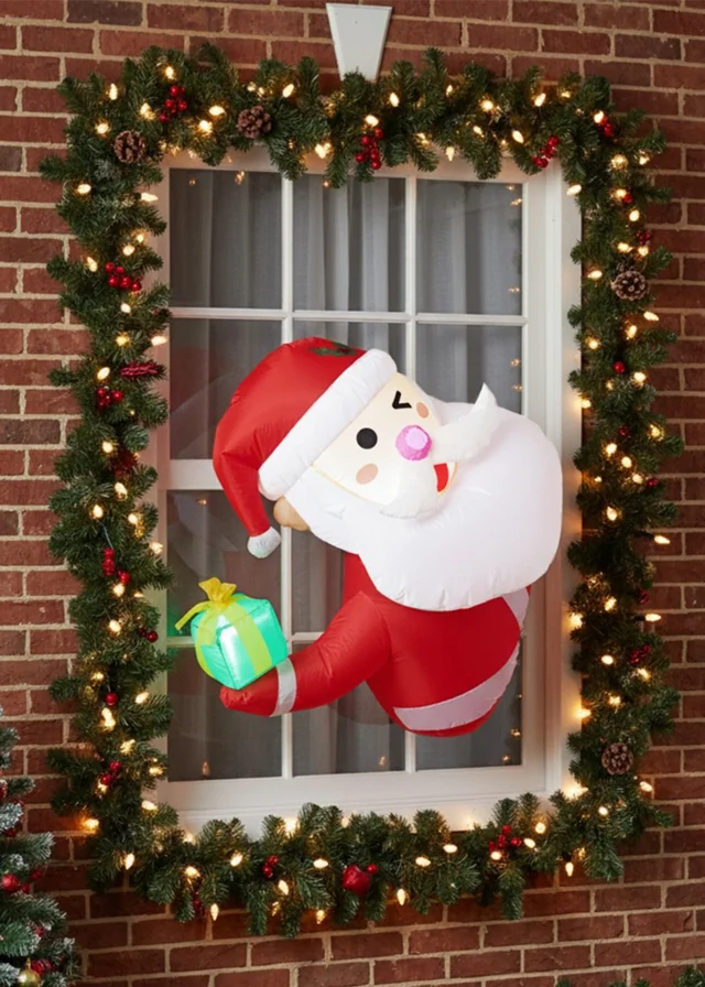 Lifeideas Red 1m Christmas Santa Claus Inflatable Outdoor Decorations with LED Lights