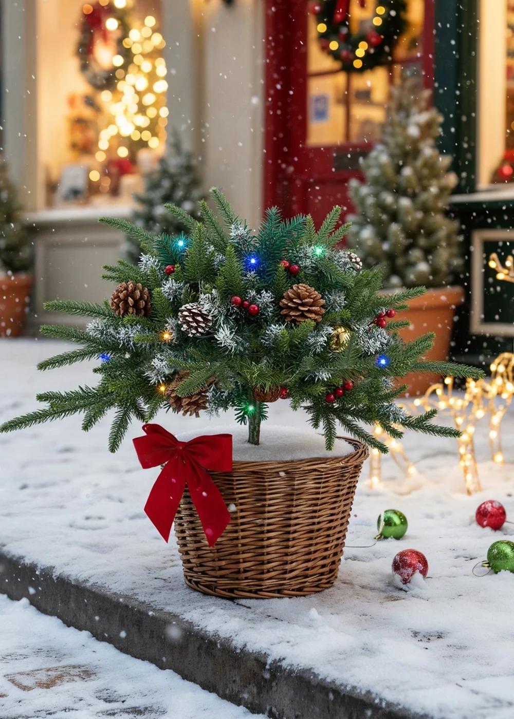 Lifeideas Green Artificial Christmas Planter Bushes Decoration - Single Image 6