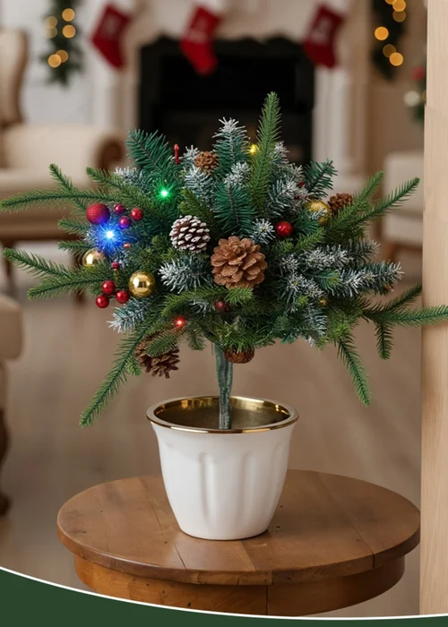 Lifeideas Green Artificial Christmas Planter Bushes Decoration - Single Image 1