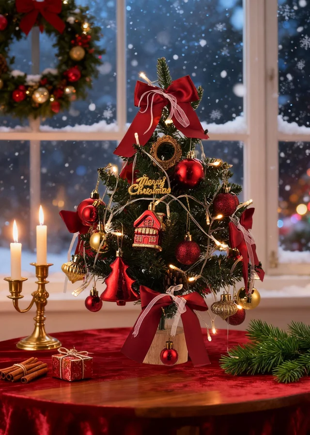 Lifeideas Red Mini Encrypted Christmas Tree Desktop Ornament 45CM