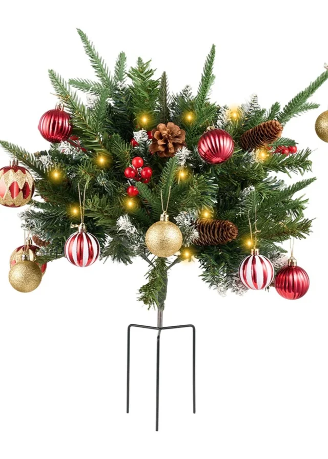 Lifeideas Green Snow‑Flocked Mushroom Ground‑Plug Christmas Tree 60cm