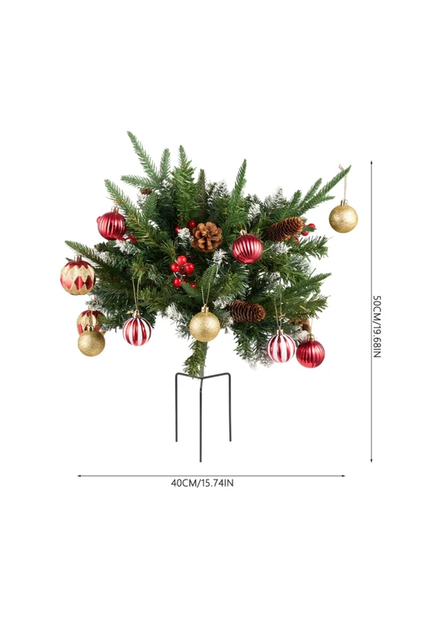 Lifeideas Green Snow‑Flocked Mushroom Ground‑Plug Christmas Tree 60cm