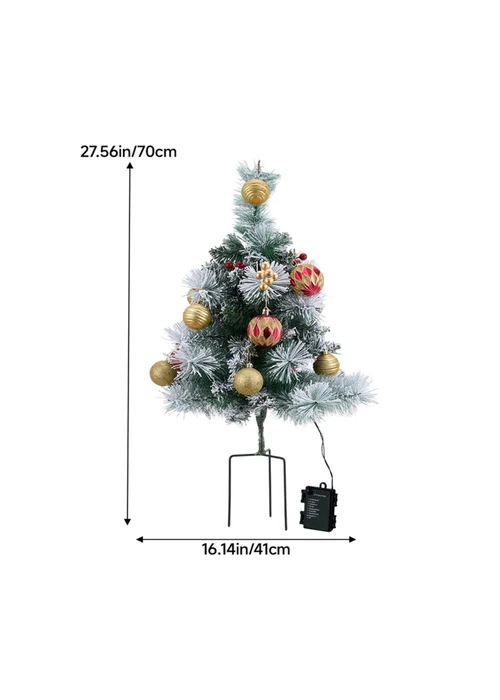Lifeideas Green 2-Pack Artificial Christmas Trees with Decorations and LED Lights - One Size Image 2