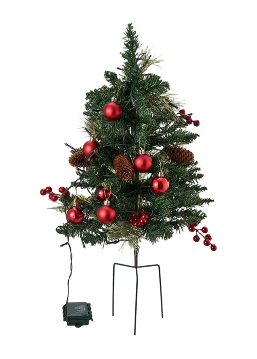 Lifeideas Green 2-Pack Artificial Christmas Trees with Decorations and LED Lights - One Size Image 3