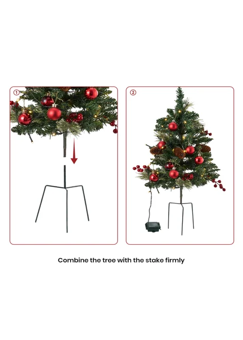 Lifeideas Green 2-Pack Artificial Christmas Trees with Decorations and LED Lights - One Size Image 5