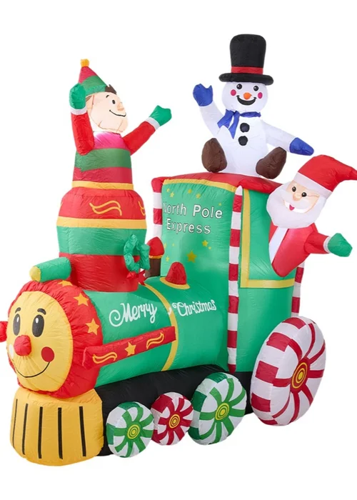 Lifeideas Green Blow Up Christmas Inflatable Model Decor with White Lights 6FT - One Size Image 1