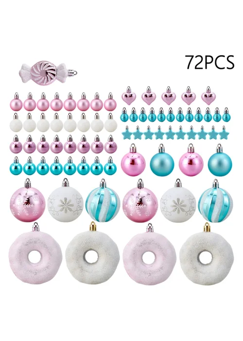 Lifeideas Pink 72-Piece Christmas Ornaments for Christmas Tree Decorations - One Size Image 1