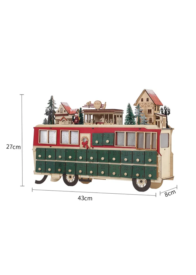 Lifeideas Green DIY Wooden Christmas Advent Calendar Bus