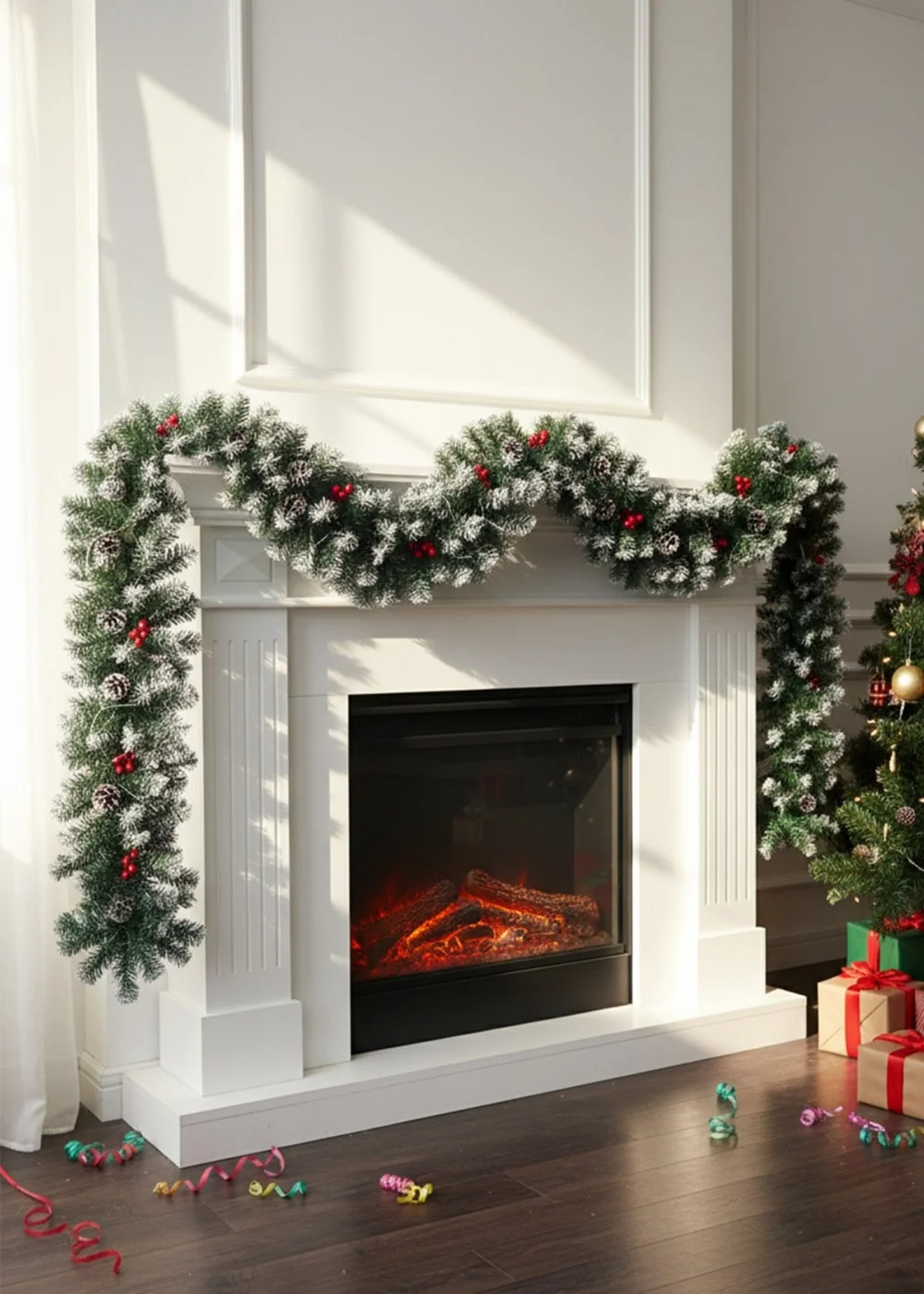 Lifeideas Multicoloured Artificial LED Warm White Light Christmas Garland 270cm - One Size Image 1