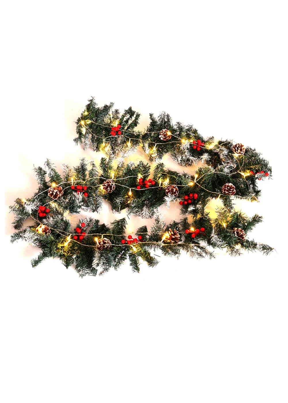 Lifeideas Multicoloured Artificial LED Warm White Light Christmas Garland 270cm - One Size Image 3