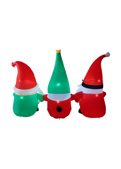 Lifeideas Multicoloured Christmas Inflatable Gnome Trio with LED Lights - One Size Image 4