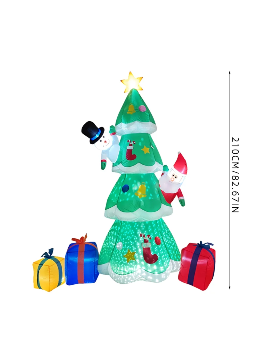Lifeideas Green Christmas Inflatable Tree with Santa Snowman & Gift Boxes 2.1M - One Size Image 2