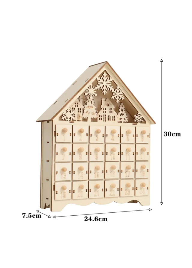 Lifeideas Brown DIY Wooden House‑Shaped Christmas Advent Calendar