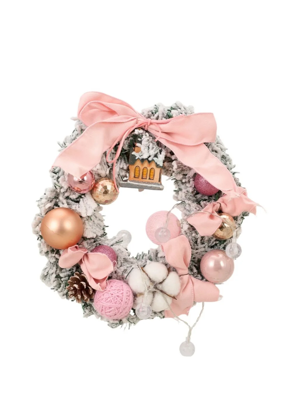 Lifeideas Artificial Christmas Wreath Door Decoration with LED String Lights - One Size Image 3