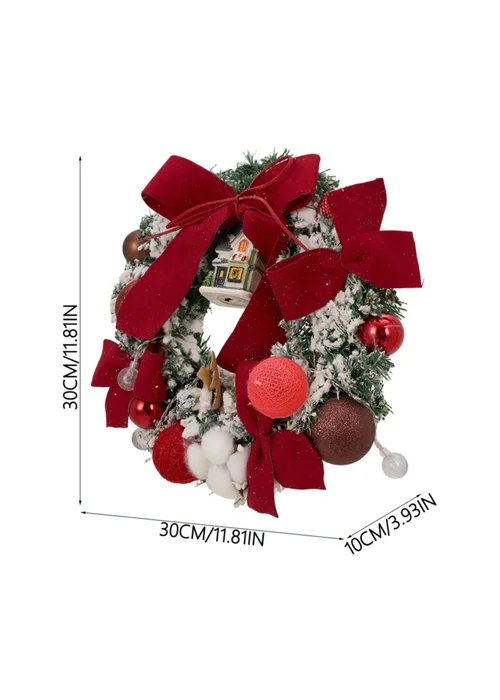 Lifeideas Red Artificial Christmas Wreath Door Decoration with LED String Lights - One Size Image 2