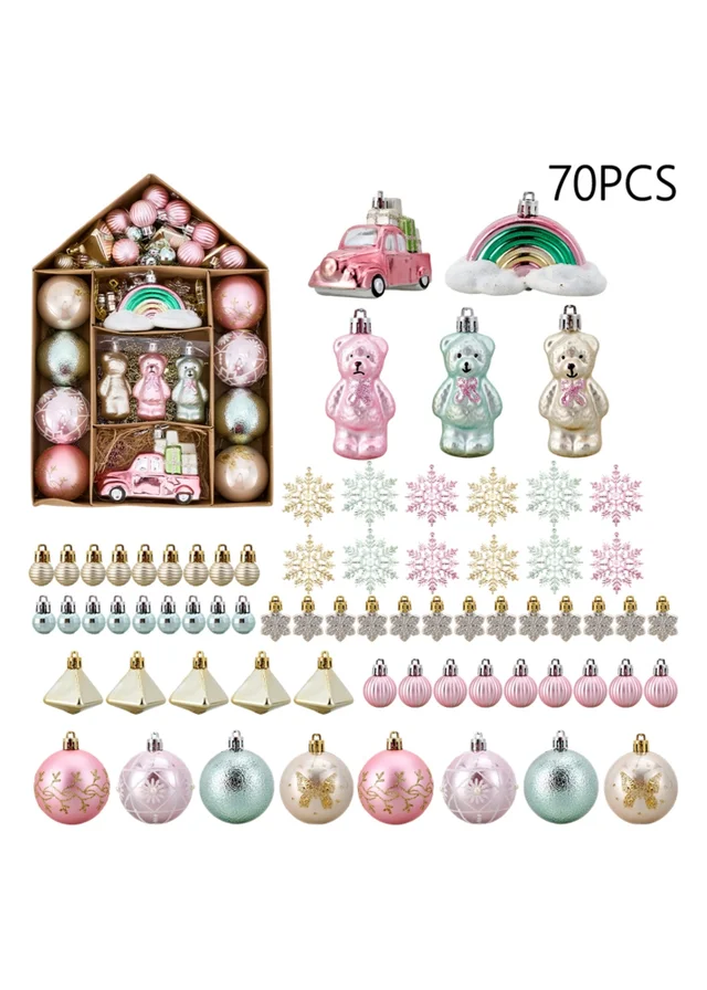 Lifeideas Pink 70Pcs Christmas Tree Ornament Set