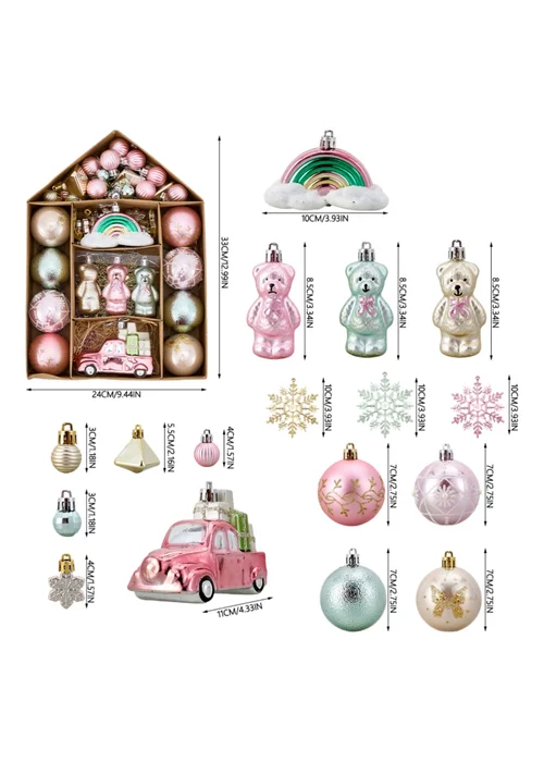 Lifeideas Pink 70Pcs Christmas Tree Ornament Set - One Size Image 2