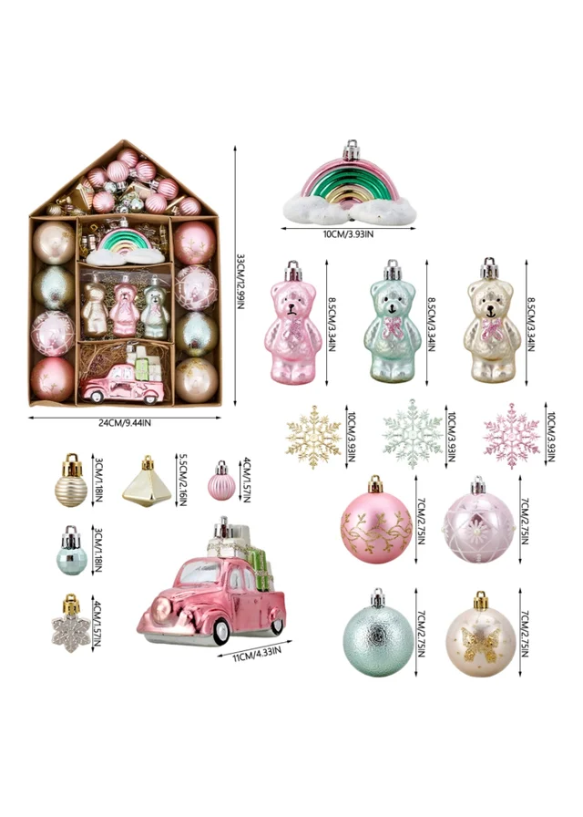 Lifeideas Pink 70Pcs Christmas Tree Ornament Set