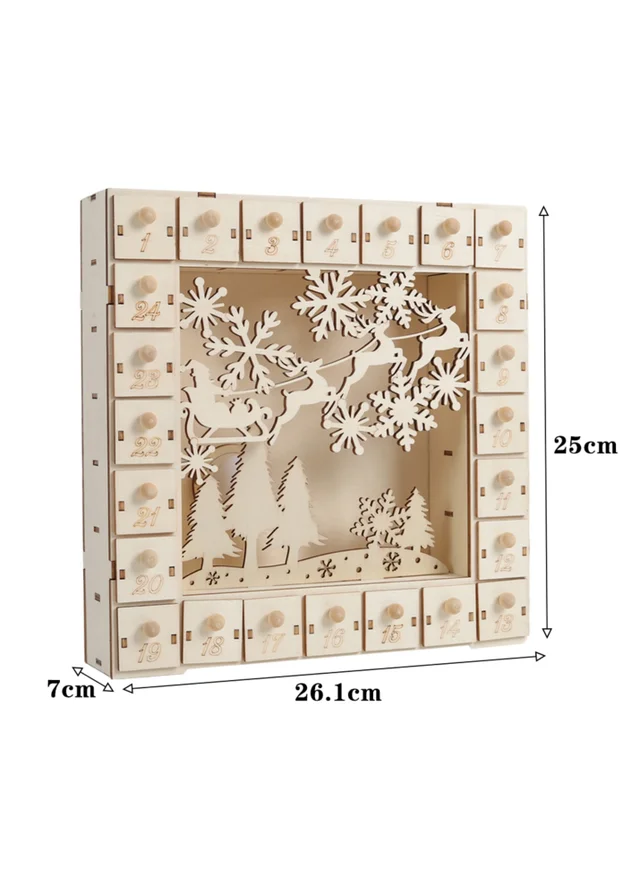Lifeideas Brown DIY Wooden Square Christmas Advent Calendar