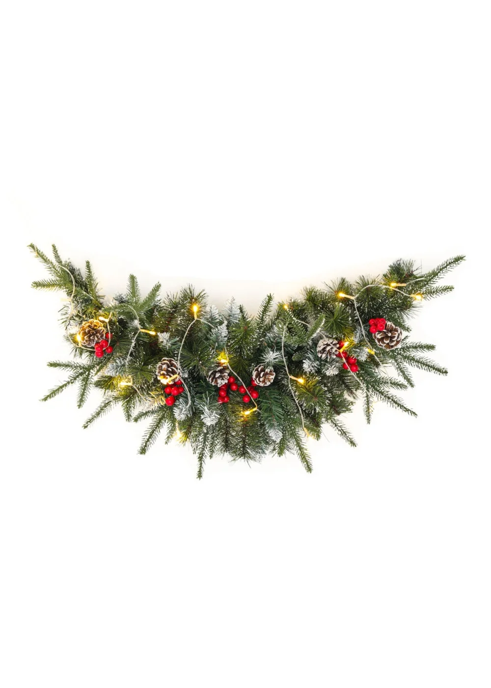 Lifeideas Multicoloured Artificial Christmas Mantel Swag with LED Warm White Lights - One Size Image 3