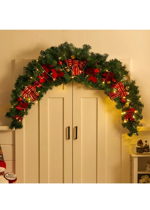 Lifeideas Multicoloured Artificial 180cm Classic Christmas Swag for Front Door Decor - One Size Image 1