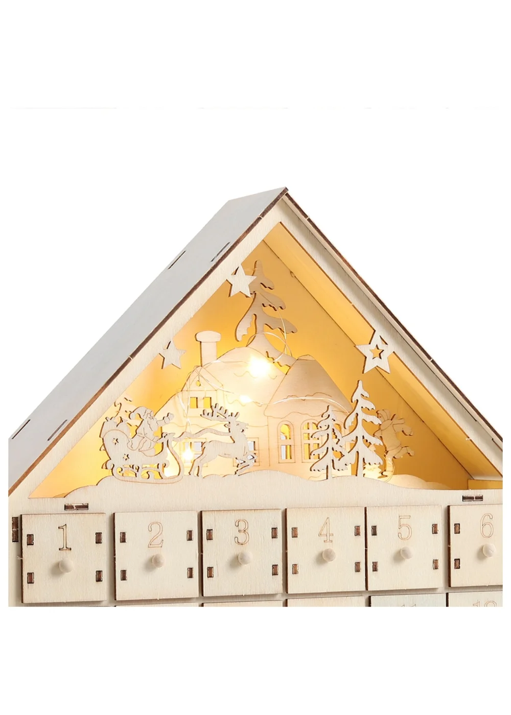Lifeideas Brown Wooden Christmas Advent Calendar with LED Light - One Size Image 5