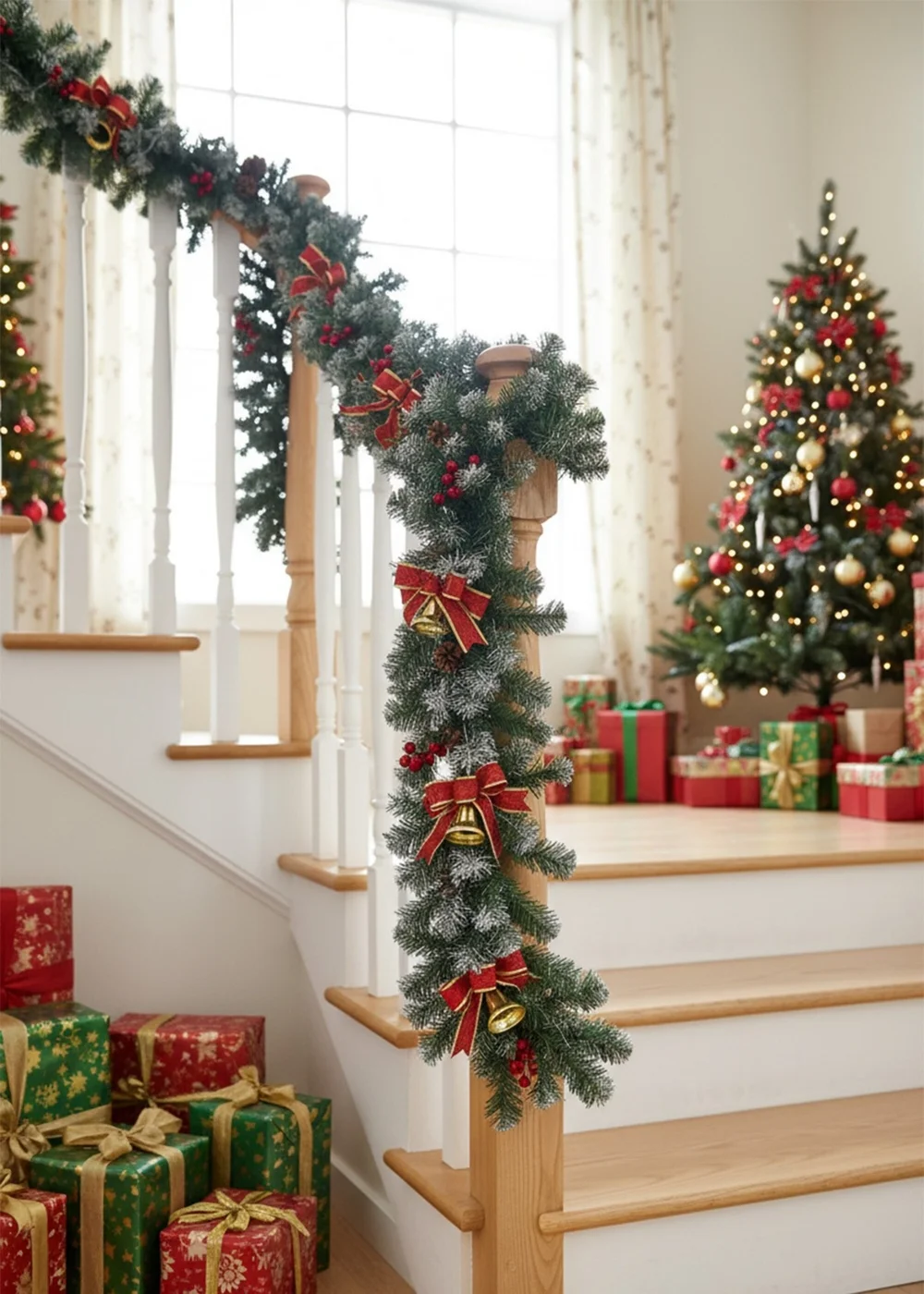 Lifeideas Multicoloured Spruced Artificial Lighted Christmas Garland Holiday Decoration - One Size Image 1