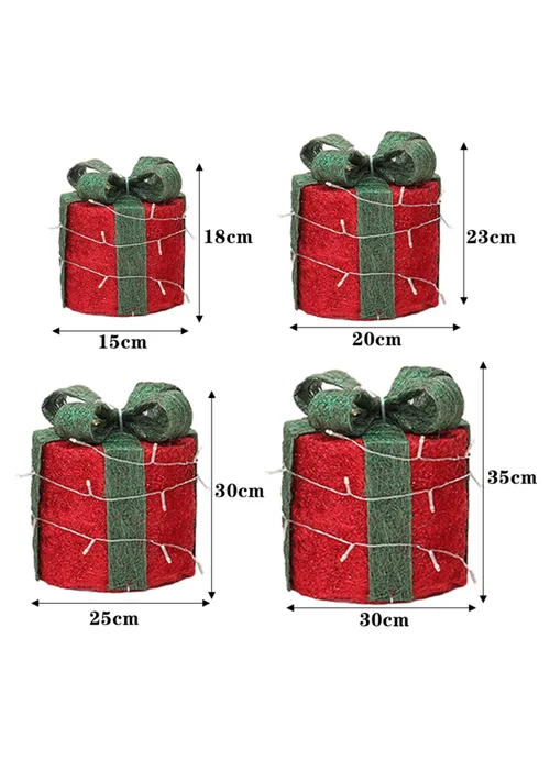Lifeideas 4Pcs Christmas Gift Box Decorations with LED String Lights - One Size Image 3