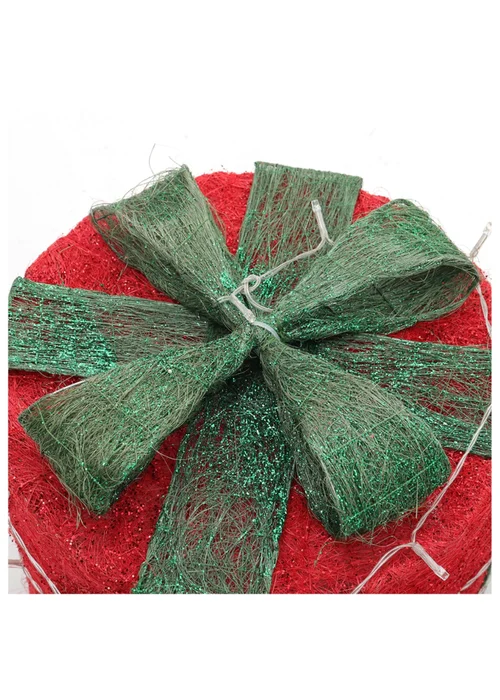 Lifeideas Red 4Pcs Christmas Gift Box Decorations with LED String Lights - One Size Image 5