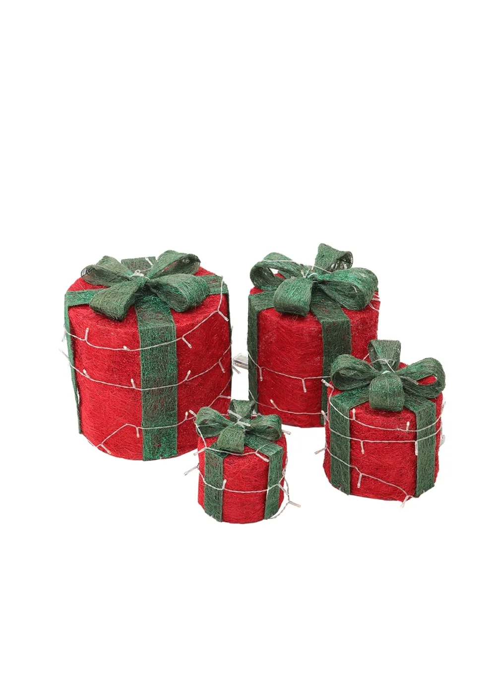 Lifeideas Red 4Pcs Christmas Gift Box Decorations with LED String Lights - One Size Image 3