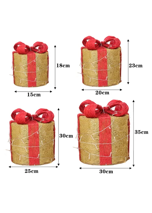 Lifeideas 4Pcs Christmas Gift Box Decorations with LED String Lights - One Size Image 2