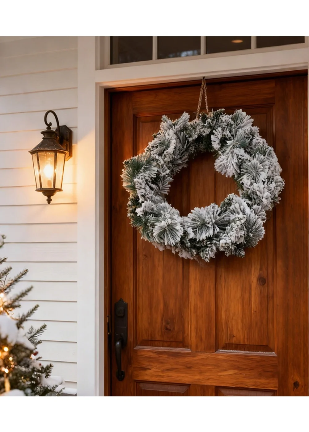 Lifeideas Green Snow‑Flocked Artificial Christmas Wreath 50cm - One Size Image 1